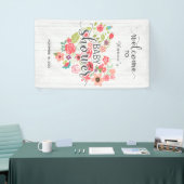 White Wood Floral Heart Girl Babydusche Willkommen Banner (Messeveranstaltung)