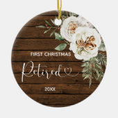 White Wood Floral Weihnachten müde Keramik Ornament (Vorne)