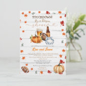 White Wood Football Pumpkin Fall Windeldusche Einladung (Stehend Vorderseite)