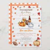 White Wood Football Pumpkin Fall Windeldusche Einladung (Vorne/Hinten)