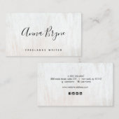 White Wood handgeschriebenes Skript Social Media B Visitenkarte (Vorne/Hinten)