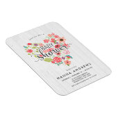 White Wood & Heart Girl Baby Dusche Einladung Magnet (Rechte Seite)