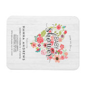 White Wood & Heart Girl Baby Dusche Einladung Magnet (Horizontal)