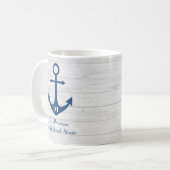 White Wood Monogram Beach House Anchor Family Kaffeetasse (Vorderseite Links)