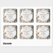 White Wood Product Label Rose Gold Frame Butterfly Quadratischer Aufkleber (Blatt)