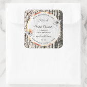 White Wood Product Label Rose Gold Frame Butterfly Quadratischer Aufkleber (Tasche)