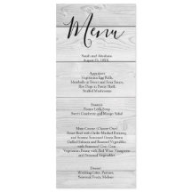 White Wood Rustic Chic Wedding Menu