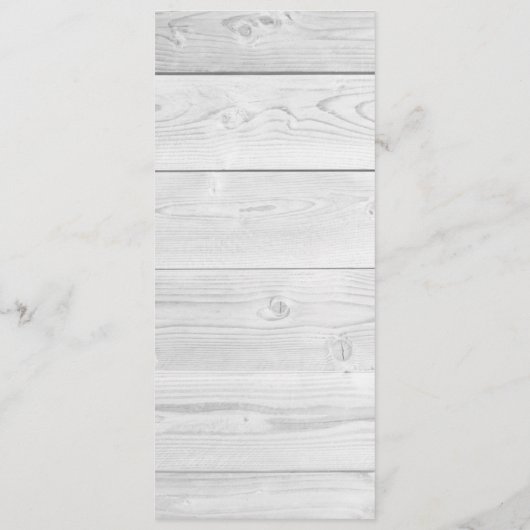 White Wood Rustic Chic Wedding Menu Menükarte (Rückseite)