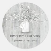 White Wood Rustic Mason Jar Gipskraut Wedding