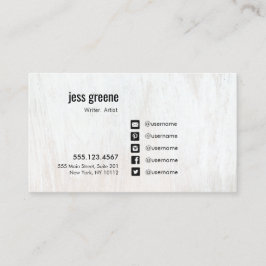 White Wood Social Media Icons Business Card Visitenkarte