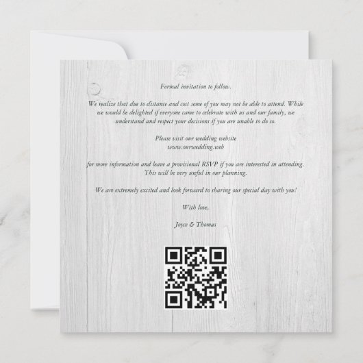 White Wood Spring Blooming Pink Shades Wedding Save The Date (Rückseite)