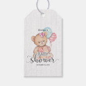 White Wood & Teddy Bear Girl Baby Dusche Vielen Da Geschenkanhänger (Vorderseite)