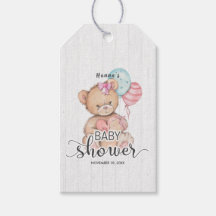 White Wood & Teddy Bear Girl Baby Dusche Vielen Da
