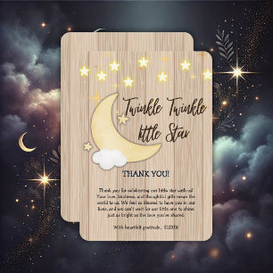White Wood Twinkle Twinkle Little Star Baby Dusche Dankeskarte