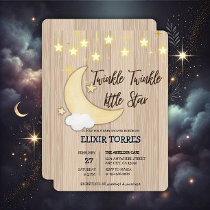 White Wood Twinkle Twinkle Little Star Baby Dusche Einladung
