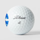 White words and geometric blue background golfball (Logo)