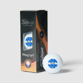 White words and geometric blue background golfball (Verpackung)