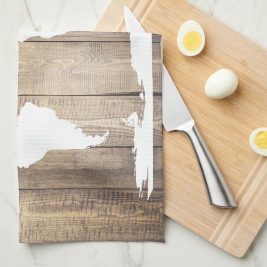 White World Map Rustic Wood Planks Geschirrtuch (Viertel Falte)