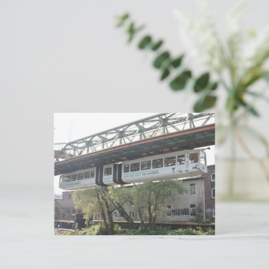 White Wuppertal Floating Train Schwebebahn Vorwerk Postkarte (Stehend Vorderseite)