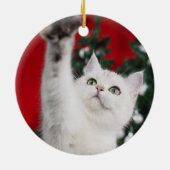 White XMAS Cat Keramik Ornament (Hinten)