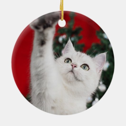 White XMAS Cat Keramik Ornament (Hinten)
