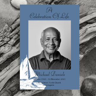 White Yacht Celebration of Life Foto Card Einladung