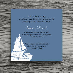 White Yacht Funerity Announcement Card Einladung