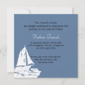 White Yacht Funerity Announcement Card Einladung (Vorderseite)