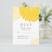 White Yellow Chrysanthema Response RSVP Card (Stehend Vorderseite)