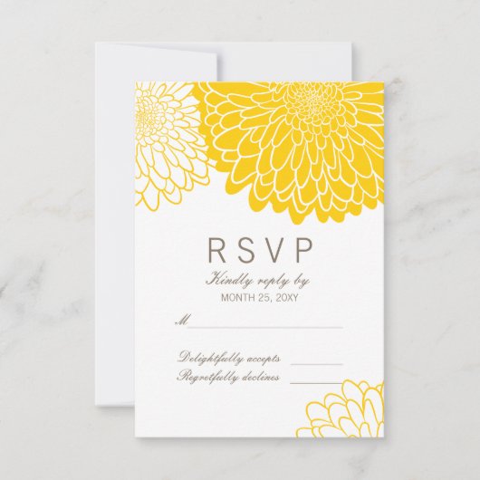 White Yellow Chrysanthema Response RSVP Card Karte (Vorderseite)