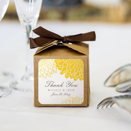 White Yellow Chrysanthemum Danke Stickers