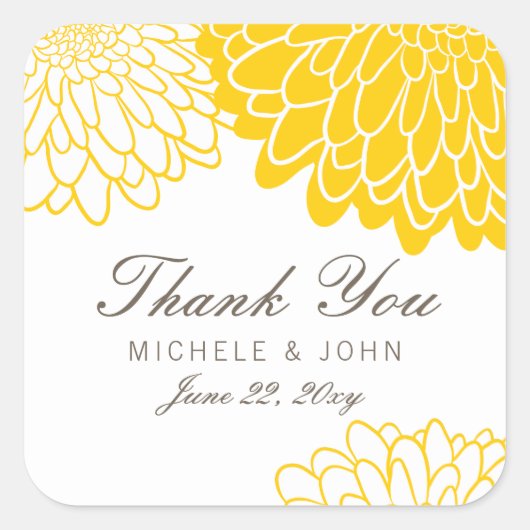 White Yellow Chrysanthemum Danke Stickers (Vorderseite)