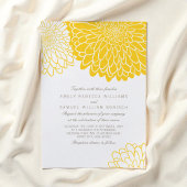 White Yellow Chrysanthemum Simple Stylish Wedding Einladung