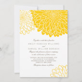 White Yellow Chrysanthemum Simple Stylish Wedding Einladung (Vorderseite)