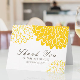 White Yellow Chrysanthemum Wedding Dankeschön Kart Dankeskarte