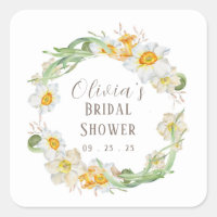White & Yellow Daffodil Bridal Polterabend Squ