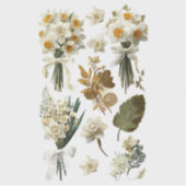 White Yellow Daffodils Spring Easter Wedding  Aufkleber (Vorderseite)