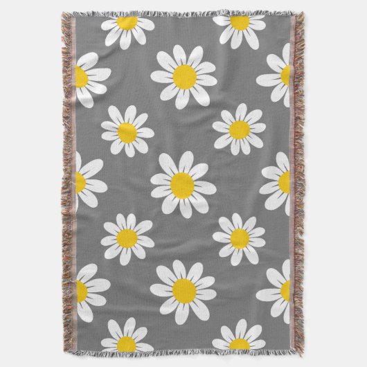 White Yellow Daisies Decke (Vorderseite Vertikal)