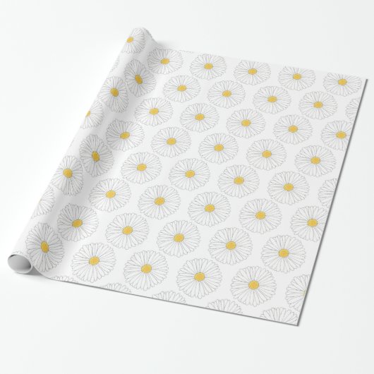 White Yellow Daisy Blume Blumengarten Print Geschenkpapier (Ungerollt)