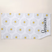 White Yellow Daisy Blume Blumengarten Print Strandtuch (Vorderseite)