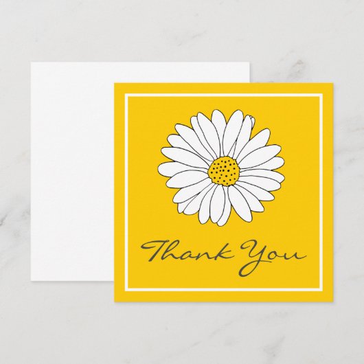 White Yellow Daisy Dankeskarte (Vorne/Hinten)
