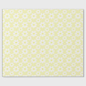 White Yellow Daisy Pattern  Geschenkpapier (Flach)