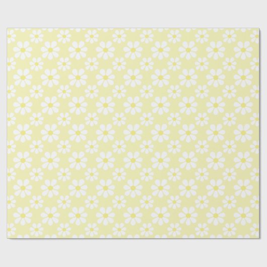 White Yellow Daisy Pattern  Geschenkpapier (Flach)