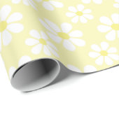 White Yellow Daisy Pattern  Geschenkpapier (Rolleneckpunkt)