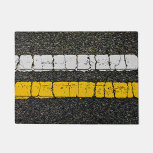 White Yellow Double Line Fußmatte