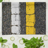 White Yellow Double Line Geschirrtuch (Gefaltet)