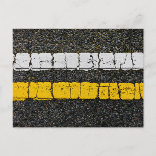 White Yellow Double Line Postkarte