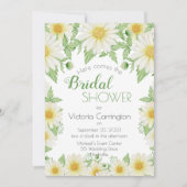 White Yellow Floral Daisies Script-Brautparty Einladung (Vorderseite)