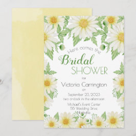 White Yellow Floral Daisies Script-Brautparty Einladung