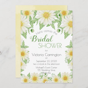 White Yellow Floral Daisies Script-Brautparty Einladung